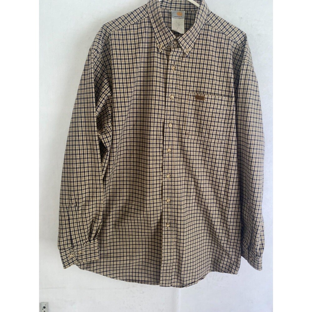 Carhartt Shirt Adult 2XL XXL Plaid Long Sleeve Casual Workwear Button Down Mens